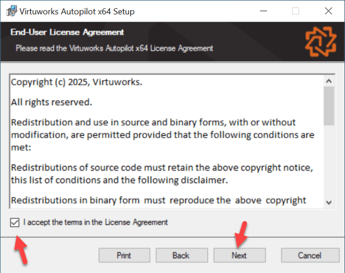 Accept the End-User License Agreement